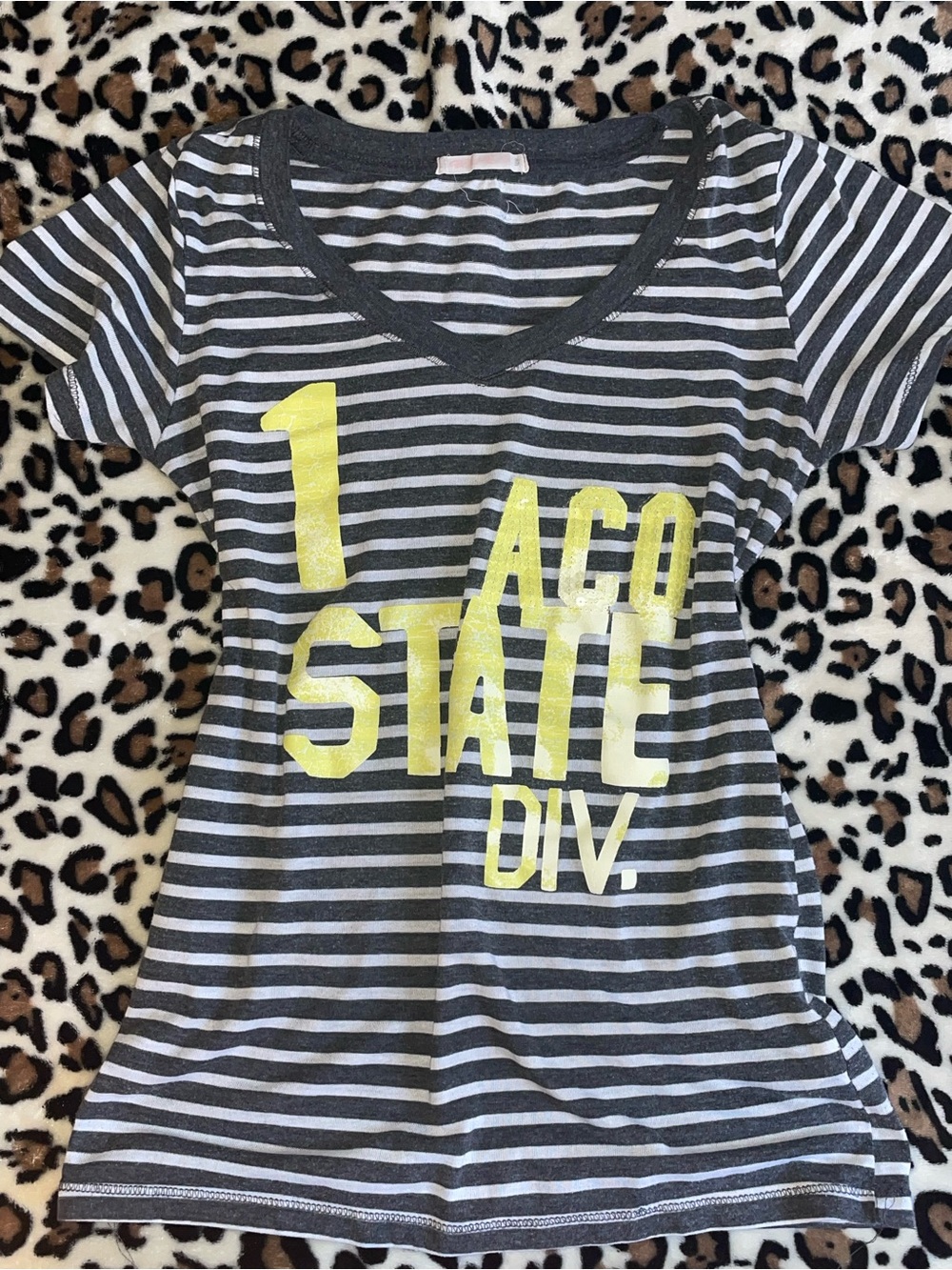 ♡ Striped V-Neck Graphic Tee